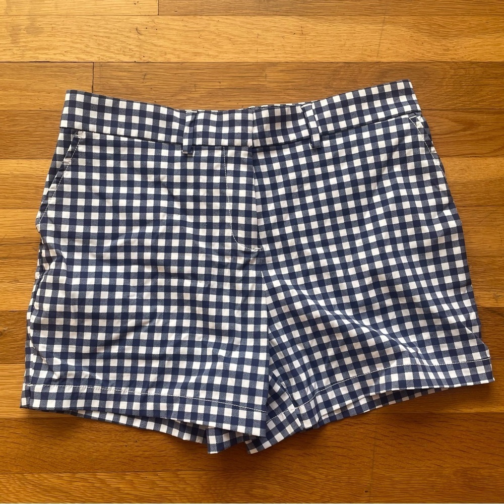 Southern Tide Shorts Women 6 Blue Inlet Gingham 30" Performance Nautical